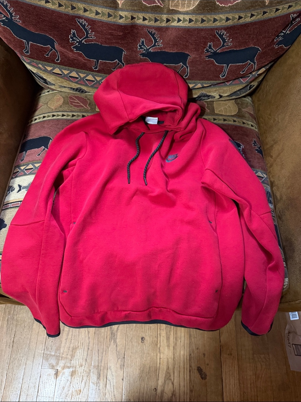 NWOT Nike Bright Red Men's Pullover Hoodie with Drawstring